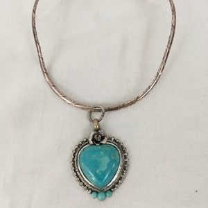 Turquoise Antique Finish Heart Shape Pendant